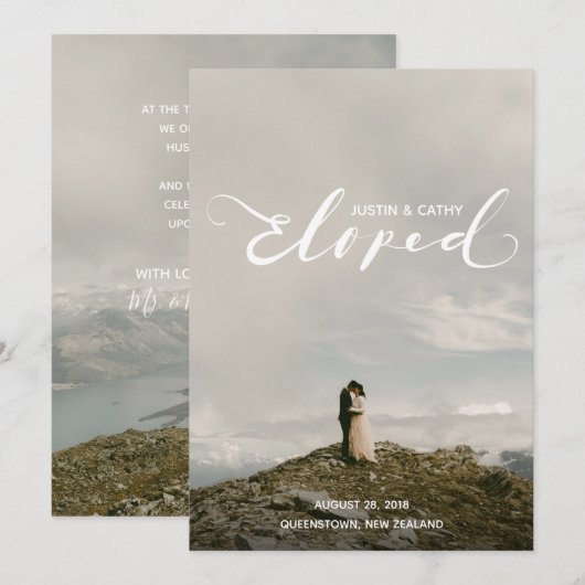 Gepersonaliseerde Wedding Elopement Aankondiging K (Voorkant / Achterkant)