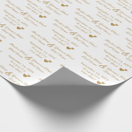 Gepersonaliseerde Wedding Golden Hearts Bruid & Br Cadeaupapier