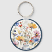 Gepersonaliseerde Wedding Party Gift Herfst Wildfl Sleutelhanger (Voorkant)