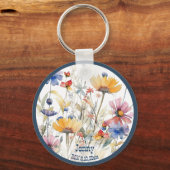 Gepersonaliseerde Wedding Party Gift Herfst Wildfl Sleutelhanger (Achterkant)