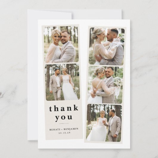 Gepersonaliseerde Wedding Photo Collage Modern Bedankkaart (Voorkant)
