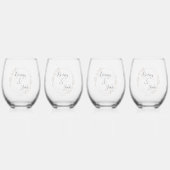 Gepersonaliseerde Wedding Stemless Wine Glass Wijnglas Zonder Voet (Achterkant)