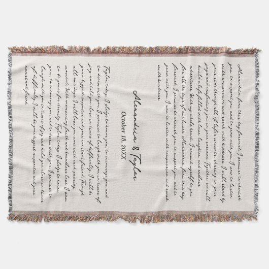 Gepersonaliseerde Wedding Vows Jubileum Gift Blank Deken (Voorkant)