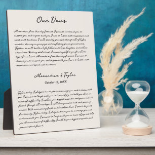 Gepersonaliseerde Wedding Vows Script Desktop Plaq Fotoplaat