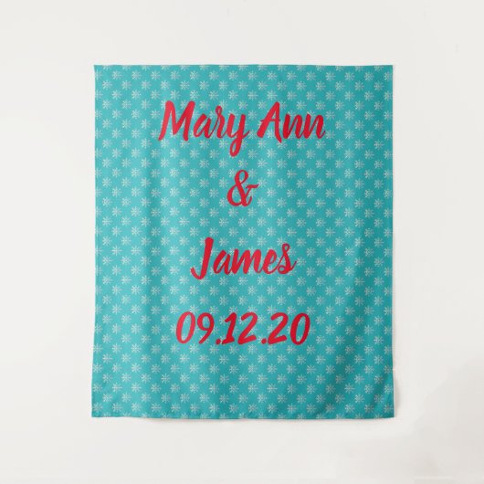 Gepersonaliseerde weduwschap-achtergrond Snowflake Wandkleed (Voorkant)