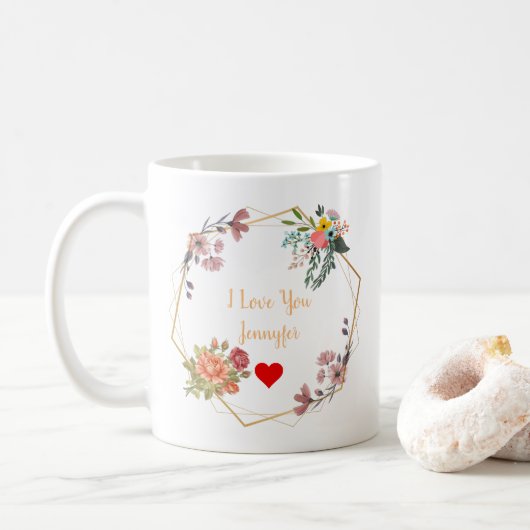 Gepersonaliseerde weduwschap Gift Love Koffiemok (Met donut)