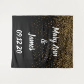 Gepersonaliseerde weduwschapsachtergrond roze goud wandkleed (Voorkant (horizontaal))