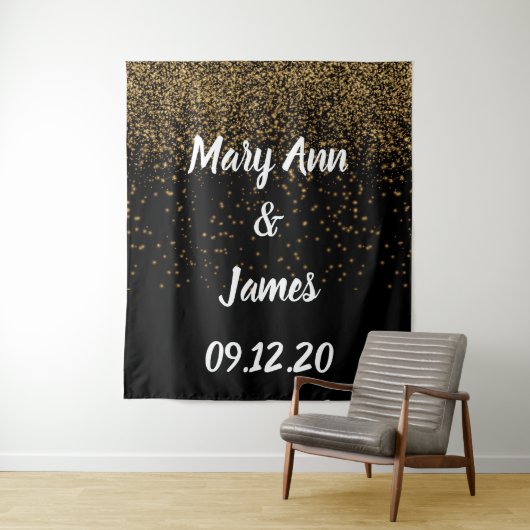 Gepersonaliseerde weduwschapsachtergrond roze goud wandkleed (In situ)