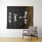 Gepersonaliseerde weduwschapsachtergrond roze goud wandkleed (In Situ (horizontaal))