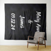 Gepersonaliseerde weduwschapsachtergrond roze goud wandkleed (In Situ (horizontaal))