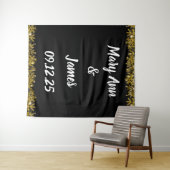 Gepersonaliseerde weduwschapsachtergrond roze goud wandkleed (In Situ (horizontaal))