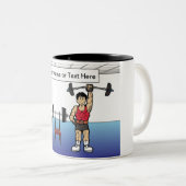 Gepersonaliseerde weegmachine - Mannelijke Cartoon Tweekleurige Koffiemok (Voorkant rechts)