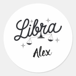 Gepersonaliseerde Weegschaal Zodiac Sign Art Ronde Sticker
