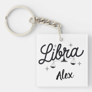 Gepersonaliseerde Weegschaal Zodiac Sign Art Sleutelhanger