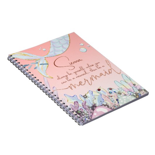 Gepersonaliseerde "Wees een zeemeermin" Pastel Gli Notitieboek (Rechterzijde)