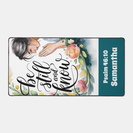 Gepersonaliseerde Wees stil en ken Christelijke vr Bureaumat (Voorkant)