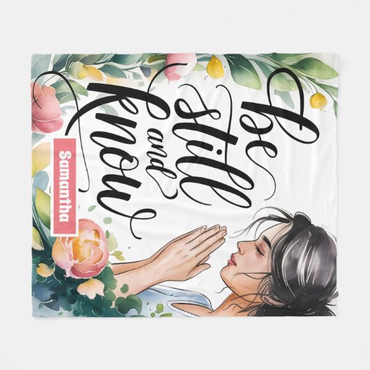 Gepersonaliseerde Wees stil en ken Christelijke vr Fleece Deken (Voorkant (Horizontaal))