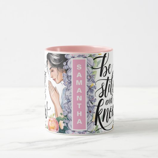 Gepersonaliseerde Wees stil en ken Christelijke vr Mok (Midden)