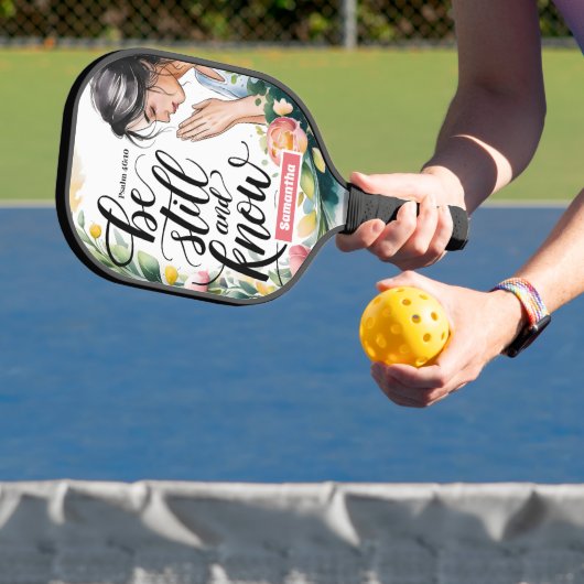 Gepersonaliseerde Wees stil en ken Christelijke vr Pickleball Paddle (Insitu)