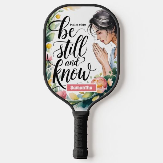 Gepersonaliseerde Wees stil en ken Christelijke vr Pickleball Paddle (Achterkant)
