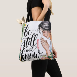 Gepersonaliseerde Wees stil en ken Christelijke vr Tote Bag