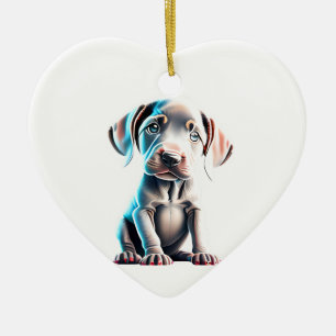 Gepersonaliseerde Weimaraner Puppy Keramisch Ornament