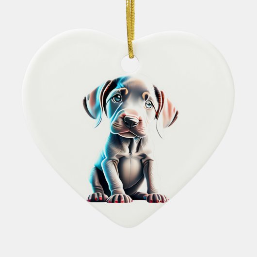 Gepersonaliseerde Weimaraner Puppy Keramisch Ornament (Voorkant)