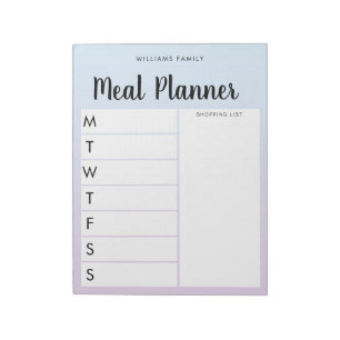 Gepersonaliseerde wekelijkse maaltijdplanner van d notitieblok
