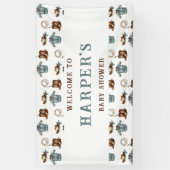 Gepersonaliseerde welkom Cowboy Pattern Baby showe Spandoek (Verticaal)