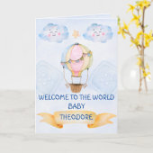 Gepersonaliseerde Welkom in de Wereld, Nieuwe Baby Kaart (Gele Bloem)