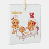 Gepersonaliseerde Welkom Nieuwe Gingerbread Baby Keramisch Ornament (Rechts)