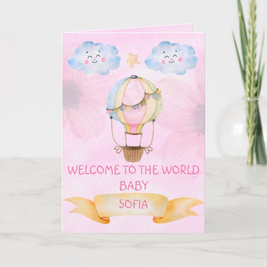 Gepersonaliseerde Welkom Nieuwgeboren, Nieuwe Baby Kaart (Voorkant)