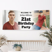 Gepersonaliseerde Welkomstbord Foto Mannen 21e Ver Spandoek