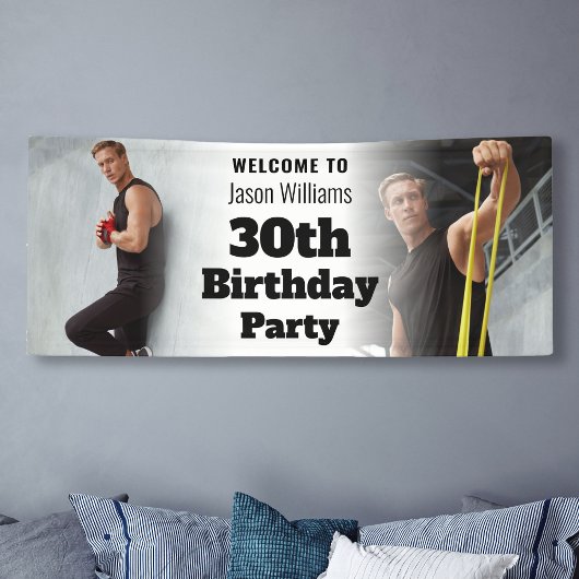 Gepersonaliseerde Welkomstbord Foto Mannen 30e Ver Spandoek
