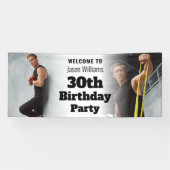 Gepersonaliseerde Welkomstbord Foto Mannen 30e Ver Spandoek (Horizontaal)