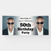 Gepersonaliseerde Welkomstbord Foto Mannen 50ste V Spandoek (Horizontaal)