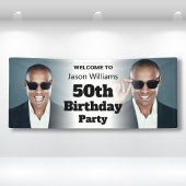Gepersonaliseerde Welkomstbord Foto Mannen 50ste V Spandoek