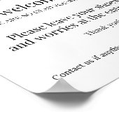 Gepersonaliseerde welkomstgast Airbnb teken Poster (Hoek)