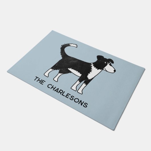 Gepersonaliseerde Welsh Border Collie Sheep Dog Deurmat (Schuin)