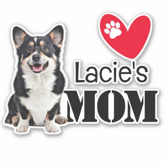 Gepersonaliseerde Welsh Corgi Moeder Sticker (Voorkant)