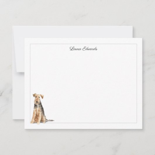 Gepersonaliseerde Welsh Terrier grijs Border Notitiekaartje (Voorkant)