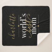 Gepersonaliseerde wereld Beste mam Black en Gold Sherpa Deken (Voorkant (horizontaal))