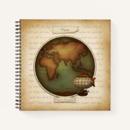 Gepersonaliseerde wereld hemisferen kaart dagboek  notitieboek