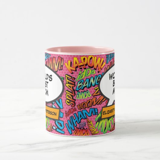 Gepersonaliseerde Werelden Beste Mam Leuk Roze Str Mok (Midden)