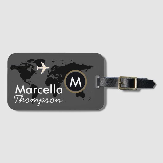 gepersonaliseerde wereldkaart bagagelabel (Voorkant (horizontaal))