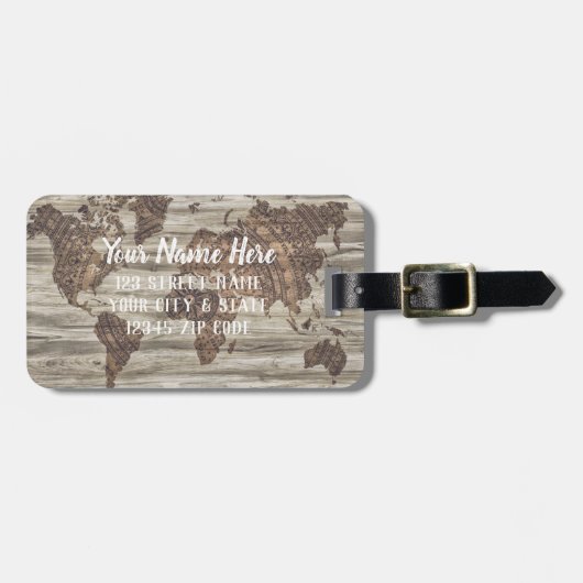 Gepersonaliseerde wereldkaart offerte | bagagelabe bagagelabel (Voorkant horizontaal)