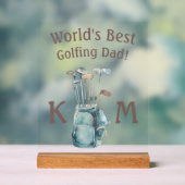 Gepersonaliseerde wereld's beste golf papa monogra acryl bord (Neutraal)