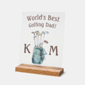 Gepersonaliseerde wereld's beste golf papa monogra acryl bord (Hoek)