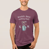 Gepersonaliseerde wereld's beste golf papa monogra Tri-Blend shirt (Voorkant)