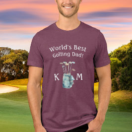 Gepersonaliseerde wereld's beste golf papa monogra Tri-Blend shirt